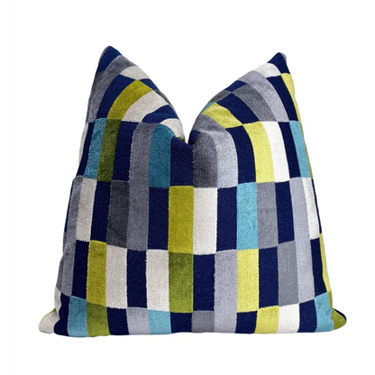 Jewel Geometric Velvet Throw Pillow Cover – Luxury Designer Accent Cushion in Multicolor, Handcrafted in the USA
