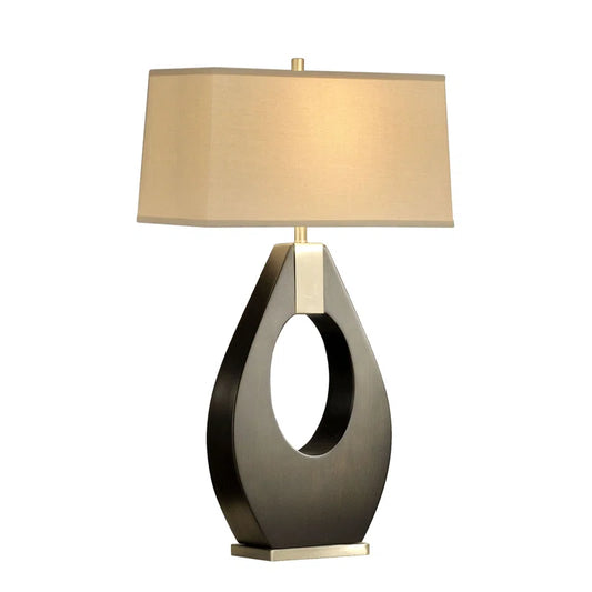 Pearson Mid-Century Modern Table Lamp - 30", Pecan Wood & Brushed Nickel with White Linen Shade, Luxury 3-Way Lighting by NOVA of California